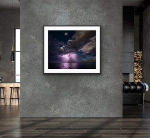 Coastal Storm framed against a concrete wall in a contemporary interior