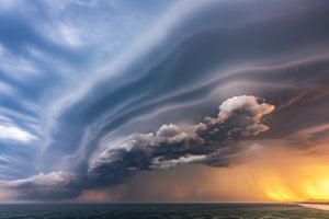 Sunset Storm — supercell reaching the Australian coast at sunset